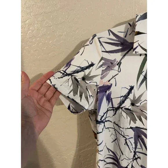 Y Jack Smith White Birds of Paradise Buttery Soft Short Sleeved Golf Polo Shirt - Picture 3 of 10